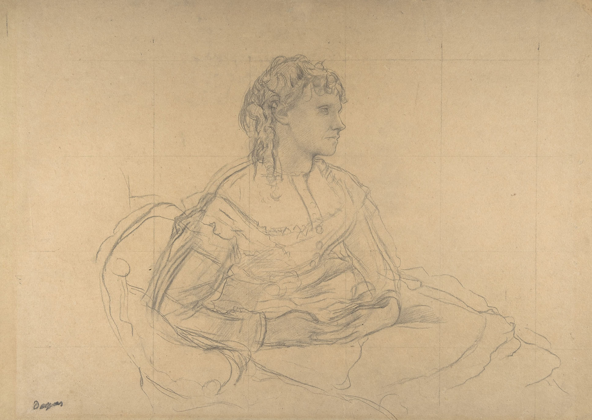 Эдгар Дега. Эскиз ждя "Мадам Теодора Гобийяр (урождённая Ив Моризо)". 1869.